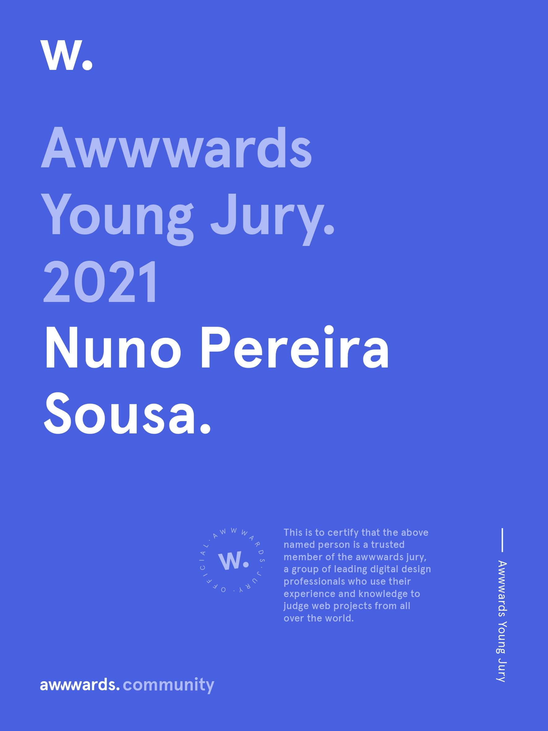 Nuno Pereira Sousa - Awwwards Young Jury 2021