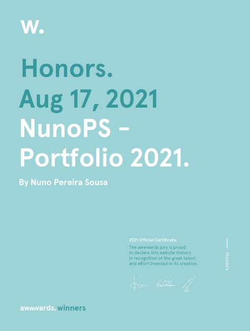 Nuno PS Portfolio 21' - Awwwards honorable mention
