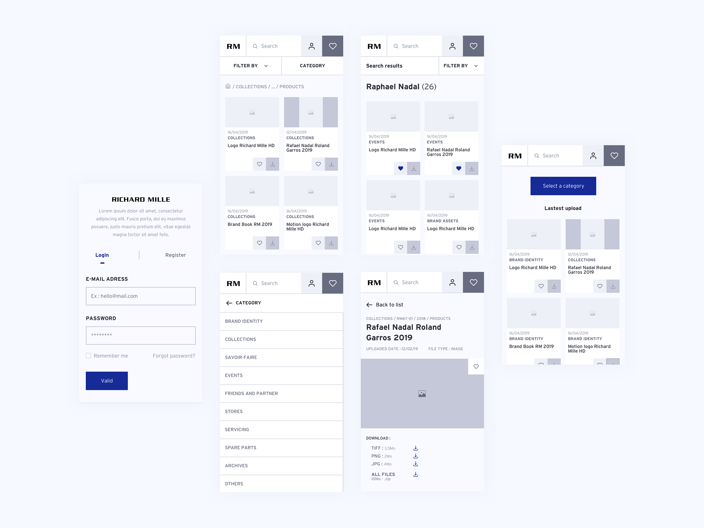 Richard Mille - DAM Wireframes Mobile