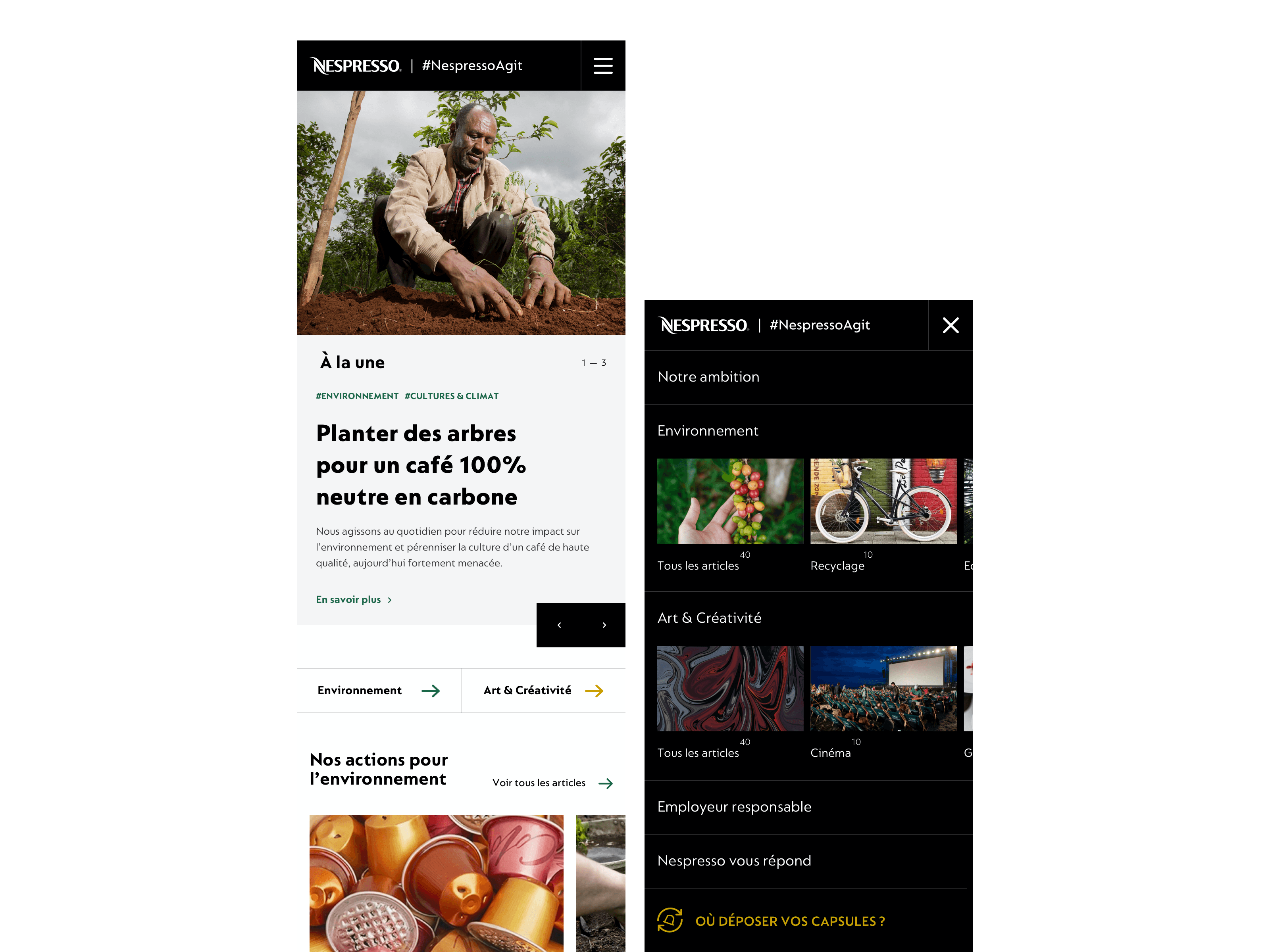 Nespresso agit homepage mobile
