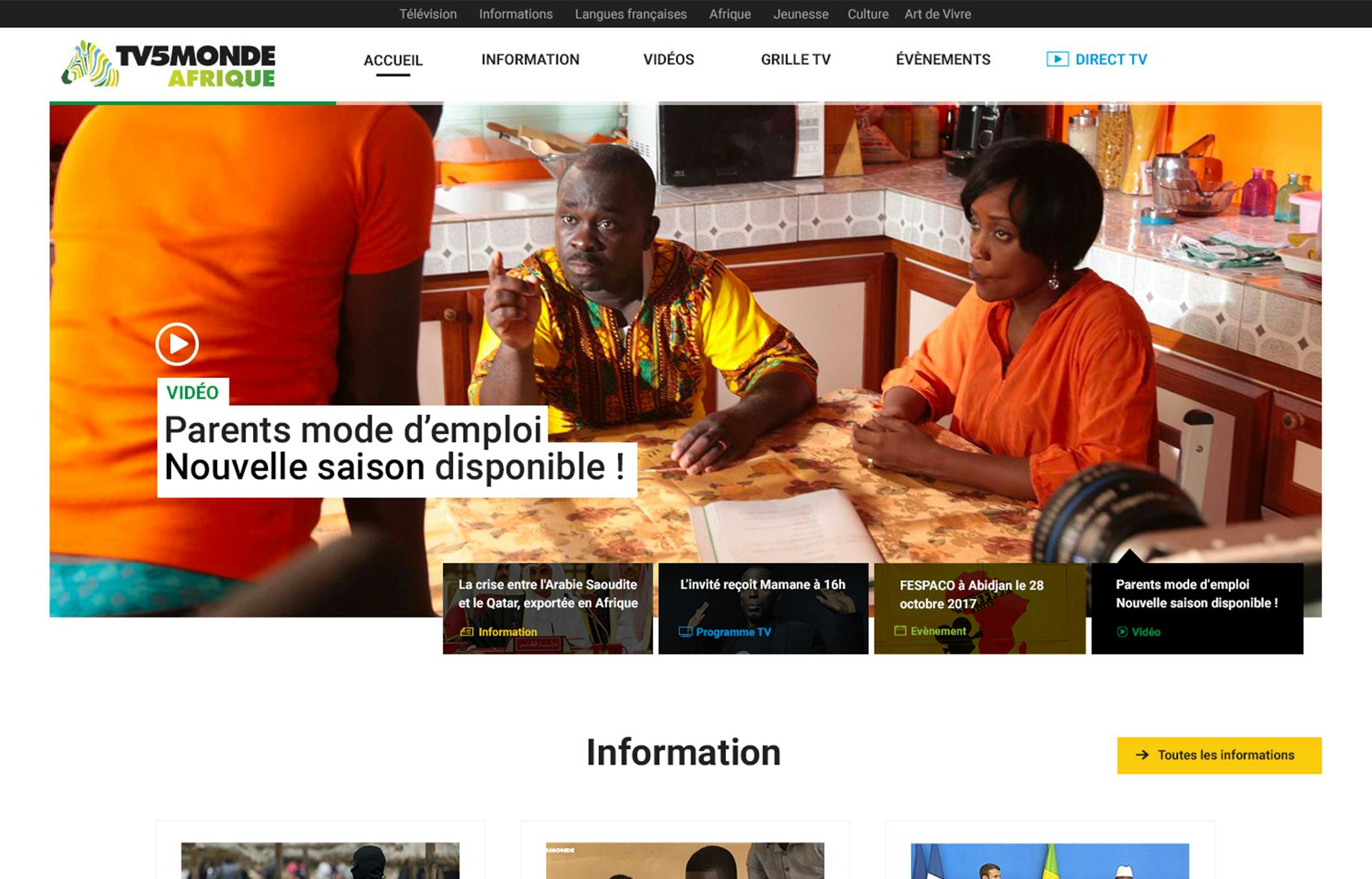 TV5 Monde Afrique desktop mock up