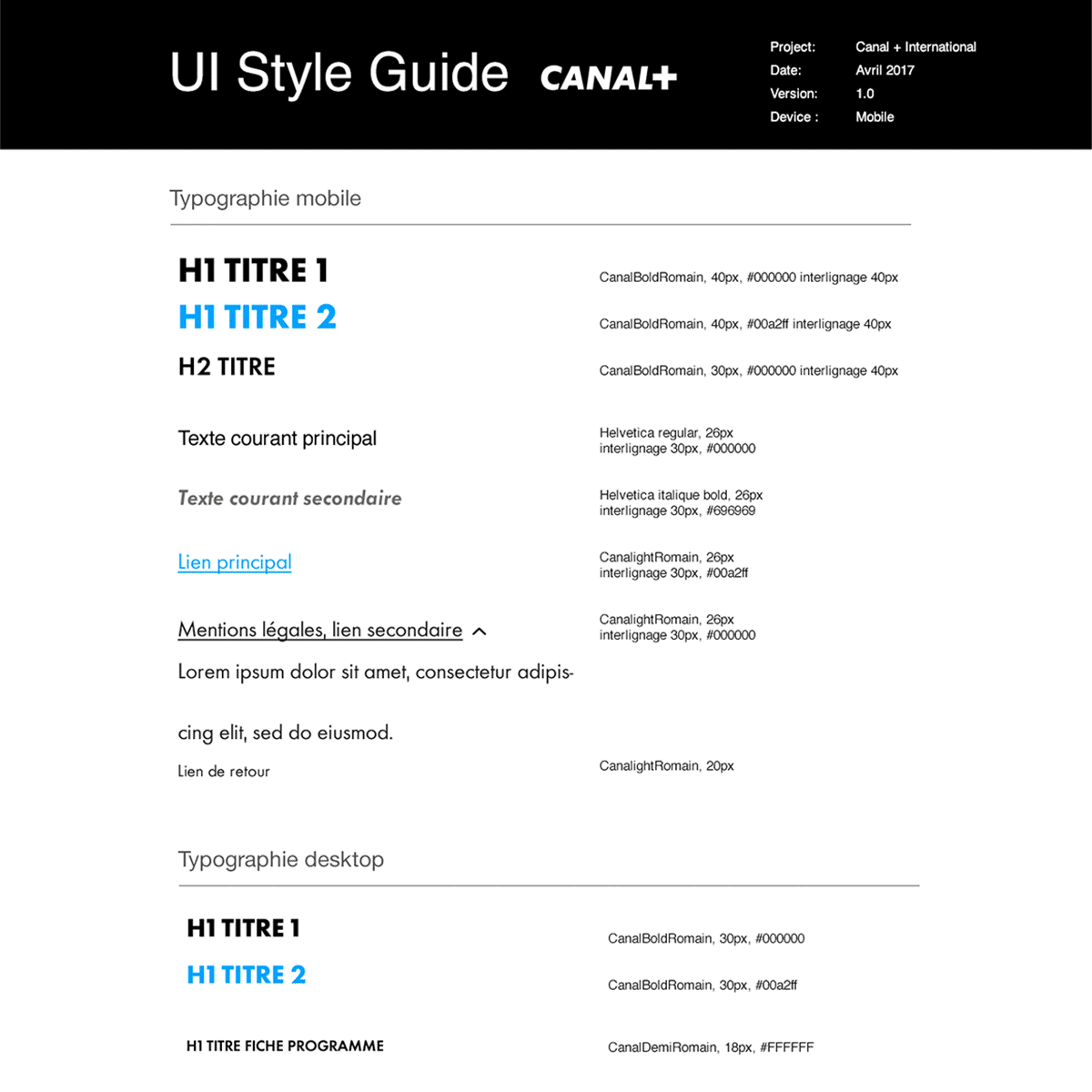 Canal Plus UI styleguide