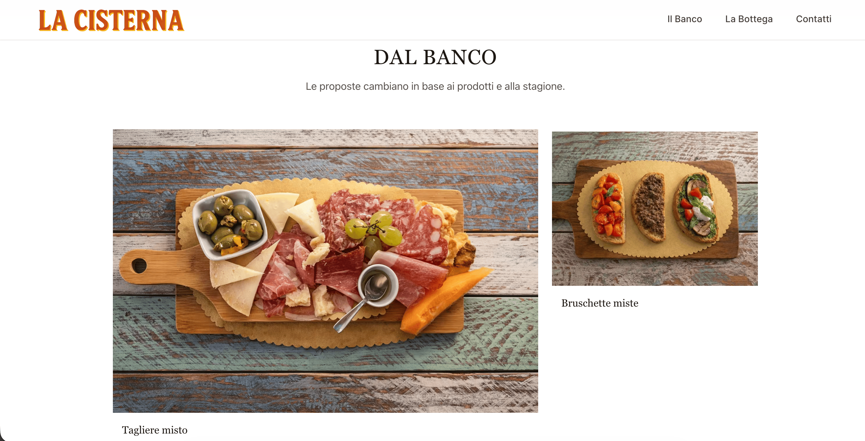 Menu Cisterna | Lorenzo Boschi Portfolio