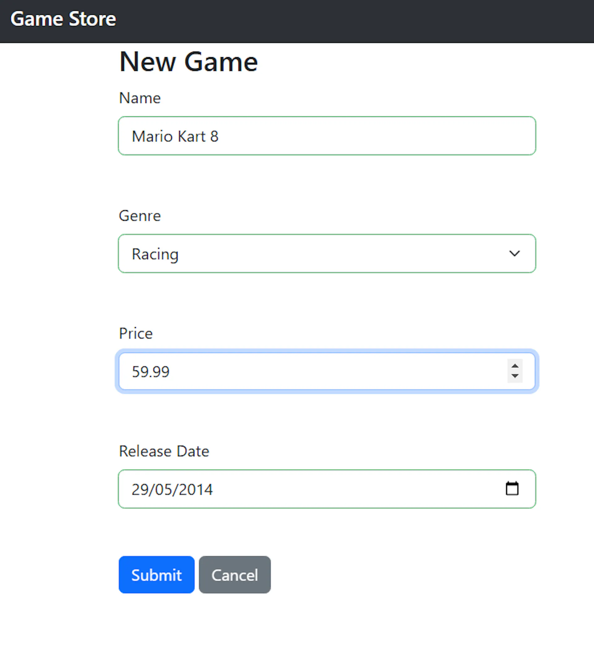 Frontend Create New Game