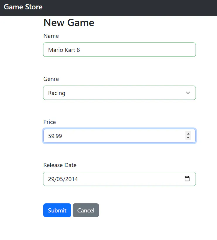 Frontend Create New Game