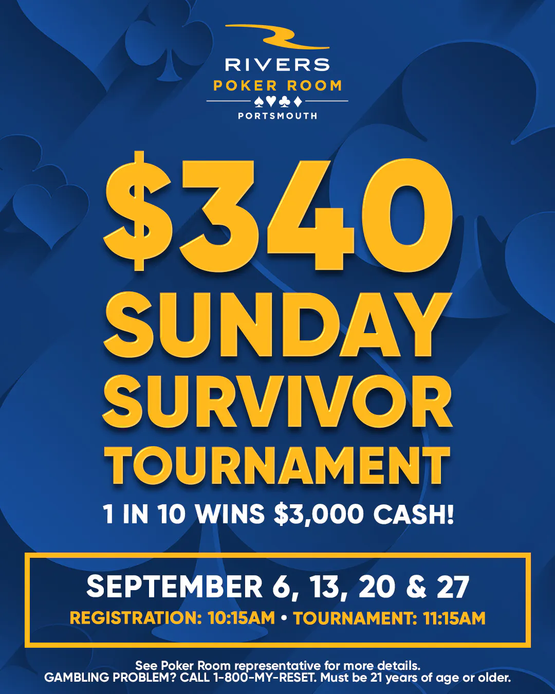 $340 Sunday Survivor No Limit Hold'em