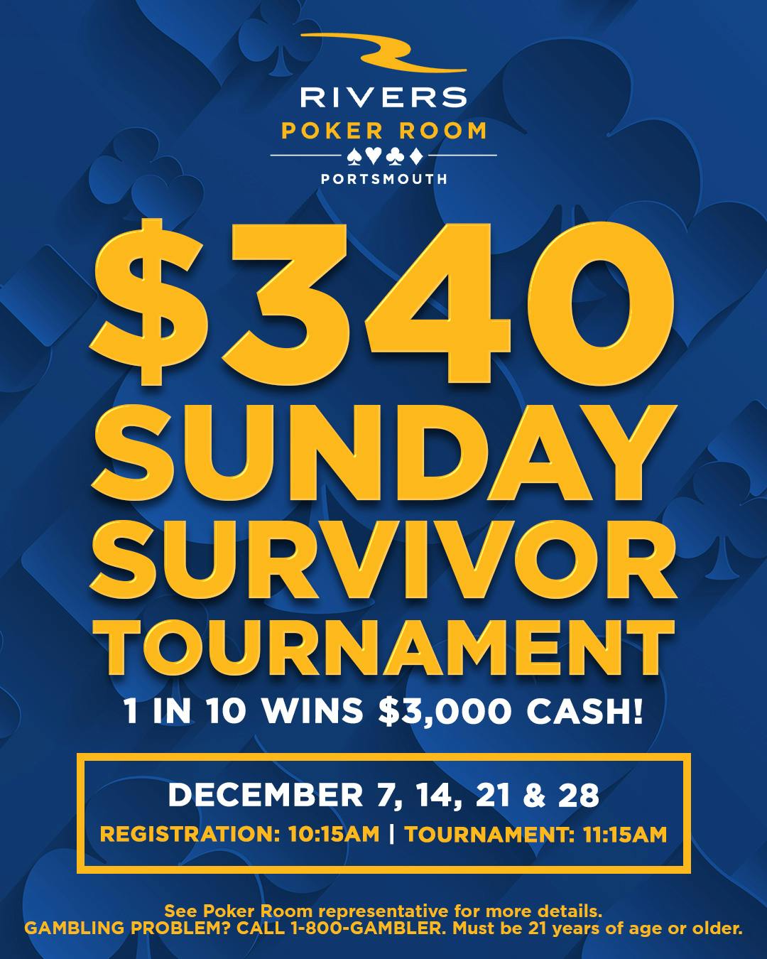 $340 Sunday Survivor No Limit Hold'em