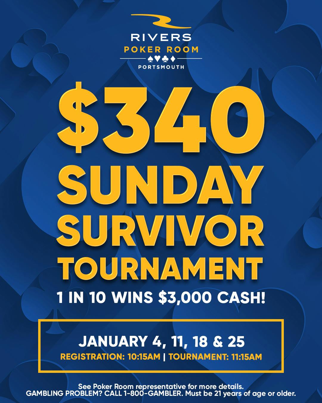 $340 Sunday Survivor No Limit Hold'em