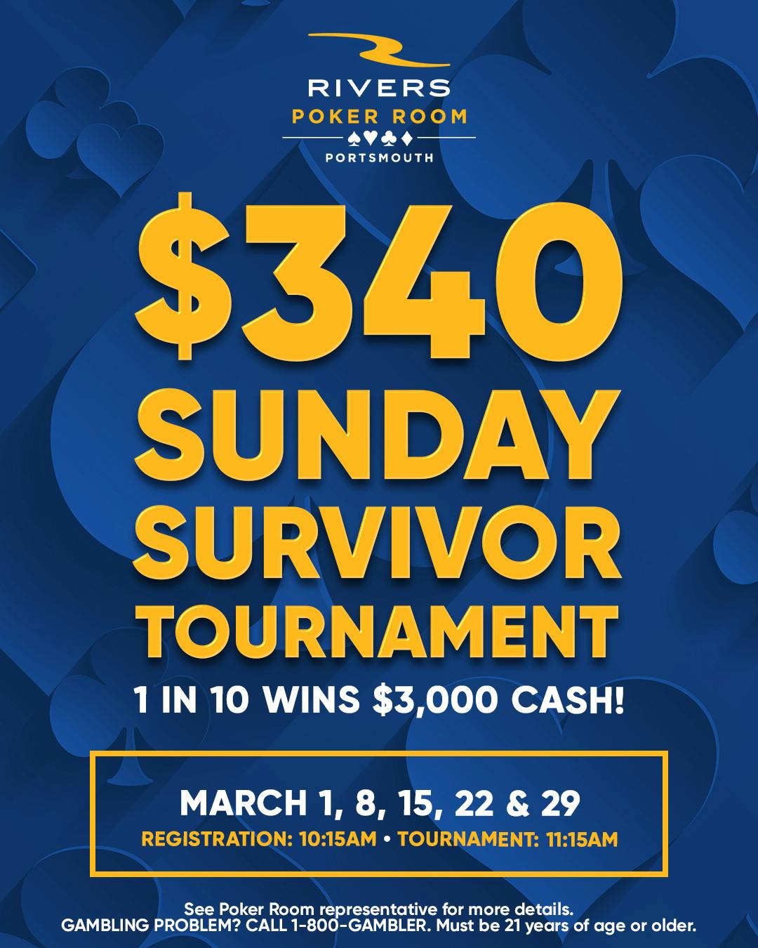 $340 Sunday Survivor No Limit Hold'em