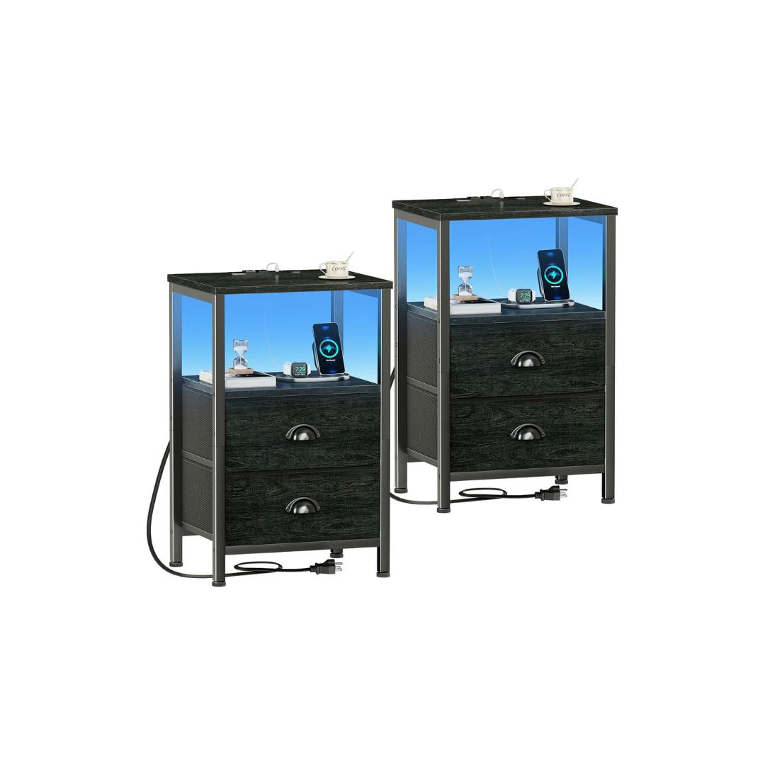 <h4>Set of 2 Nightstands with Charging Station</h4>