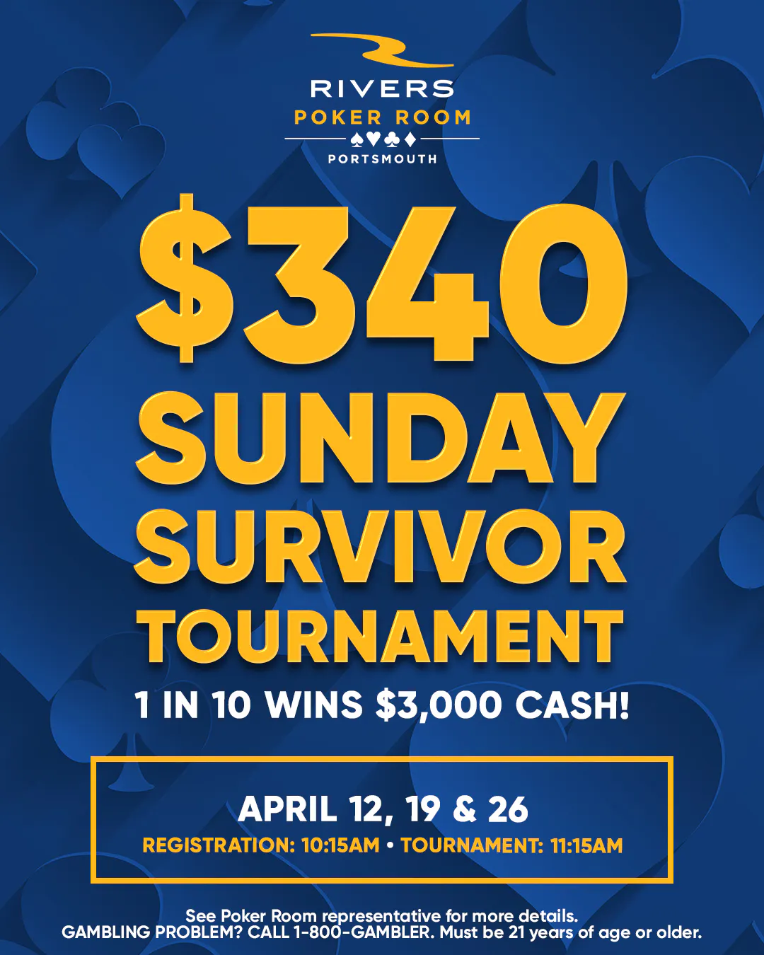 $340 Sunday Survivor No Limit Hold'em