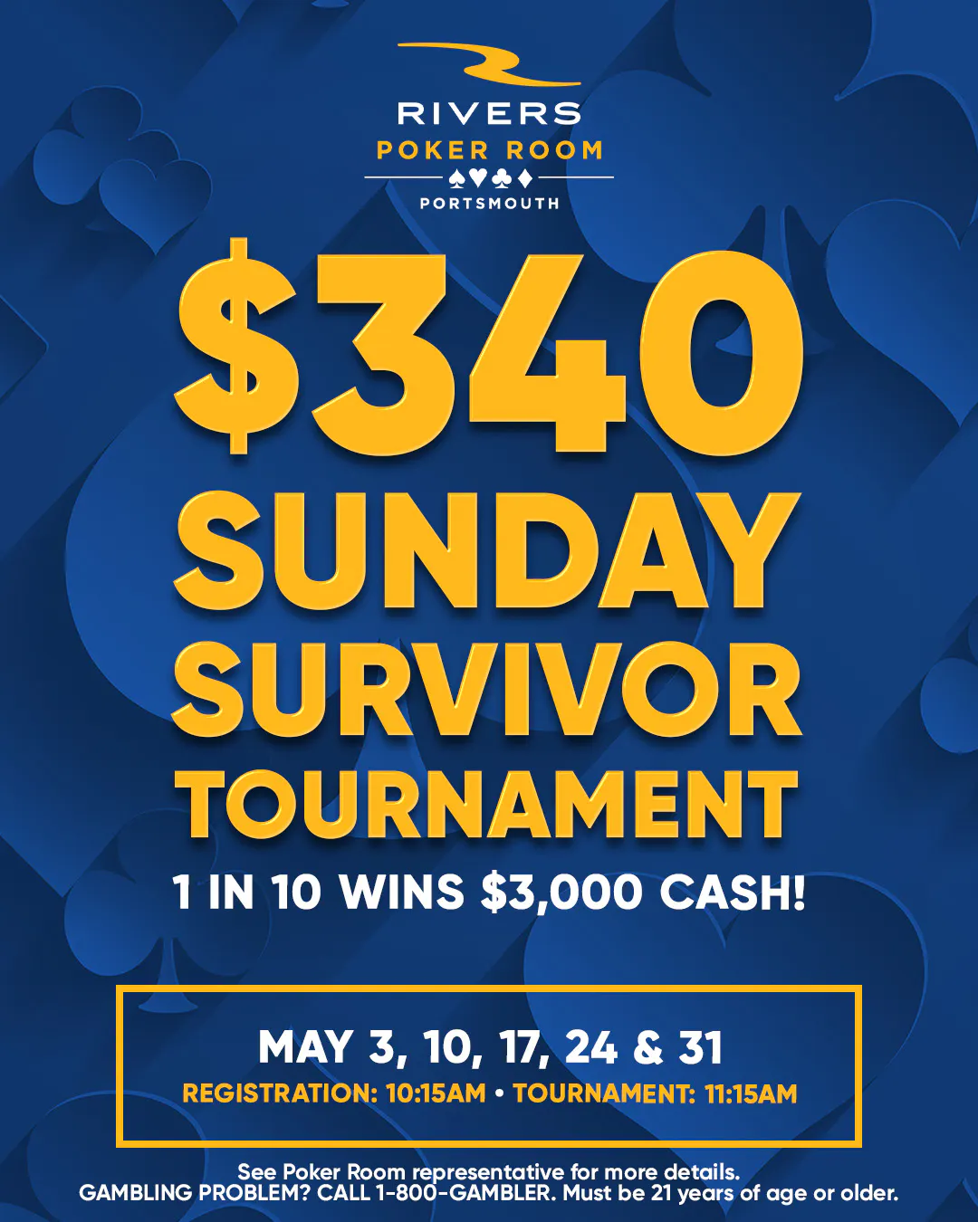 $340 Sunday Survivor No Limit Hold'em