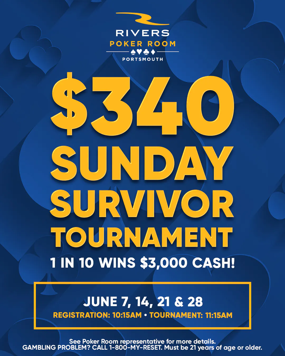 $340 Sunday Survivor No Limit Hold'em