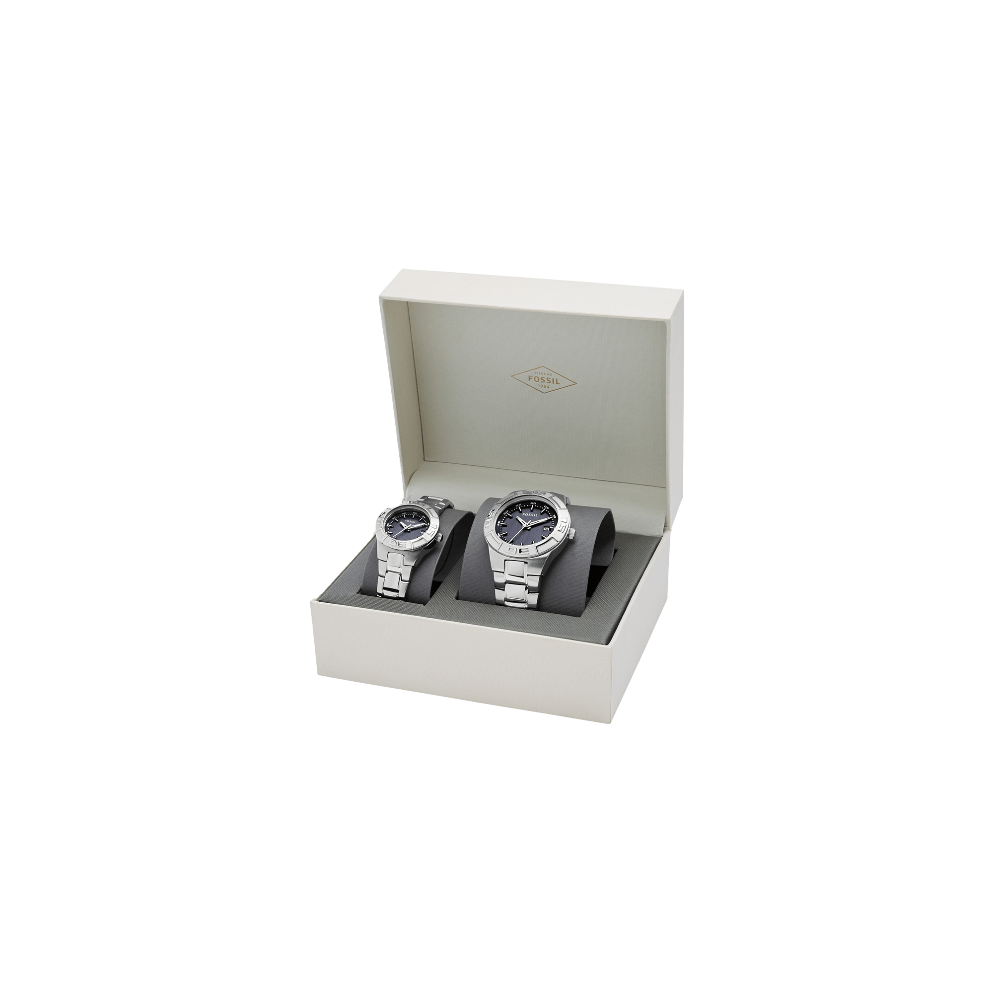 <h6>FOSSIL – HIS &amp; HERS STAINLESS STEEL WATCH GIFT SET</h6>