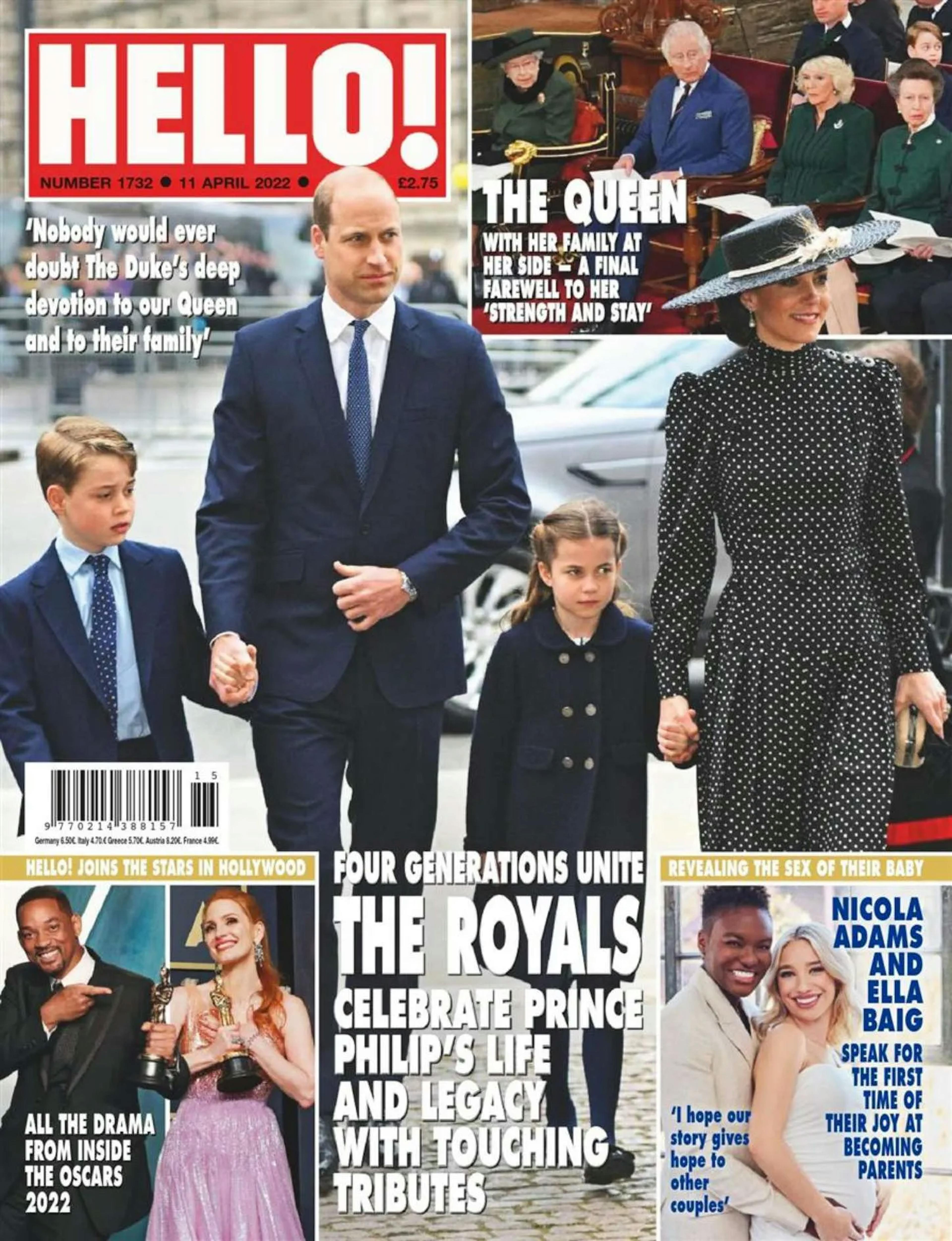 Hello! Magazine cover featuring royal family news and celebrity events.