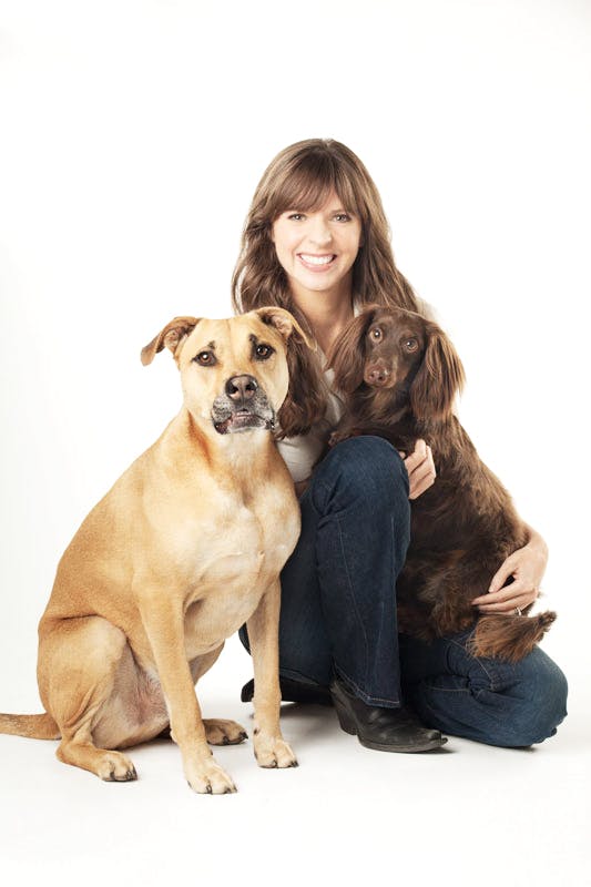 Victoria Stilwell with 2 dogs 