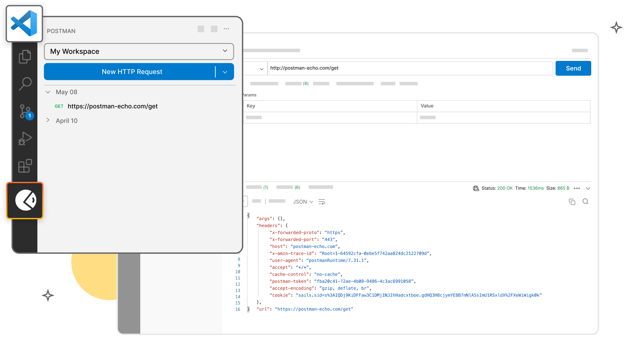 Screenshot showing VS Code extension. Illustration.