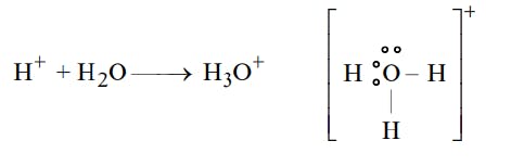 Formation of the hydronium ion (H₃O⁺)