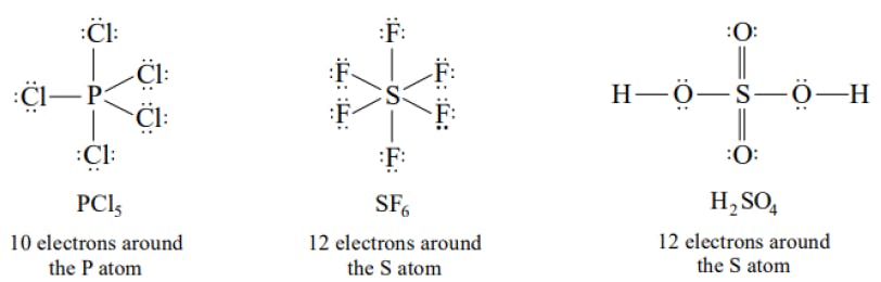 Molecular structures with their electron arrangements