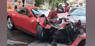 ₹3.5 Cr Ferrari Crashes Into Apartment in Hyd