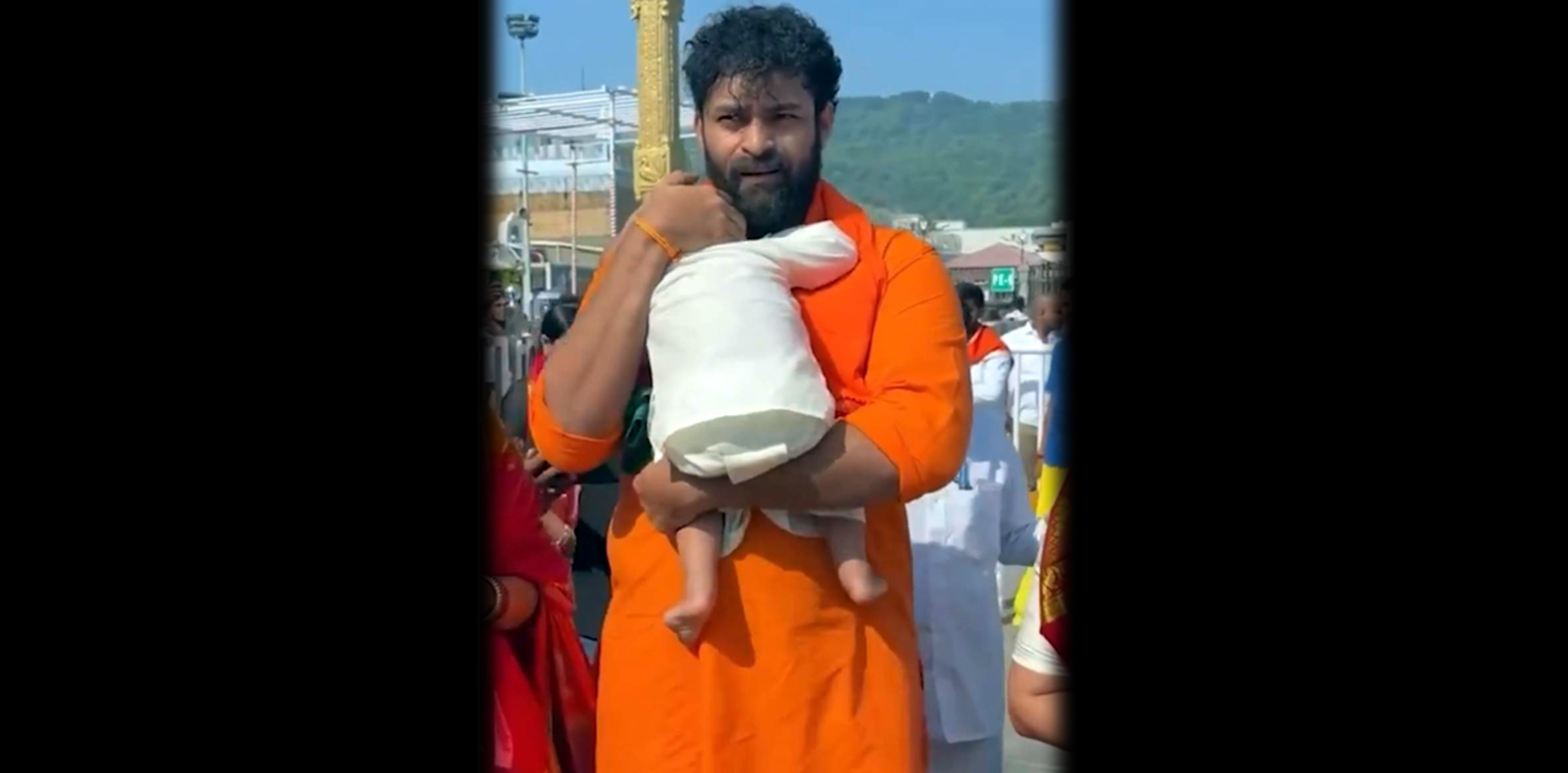 Varun Tej at TTD with son and family 