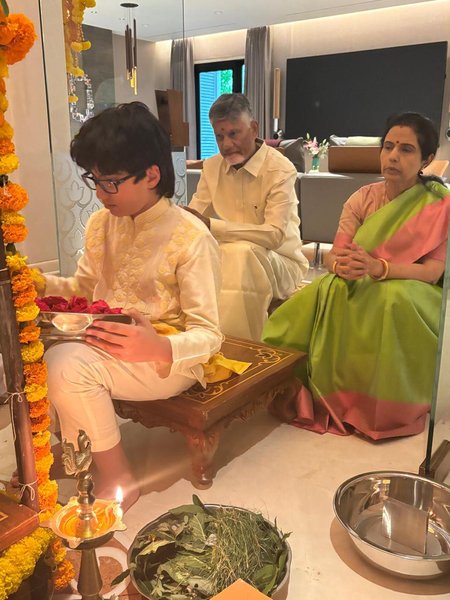 CBN offers prayers with family on Vinayaka Chavithi
