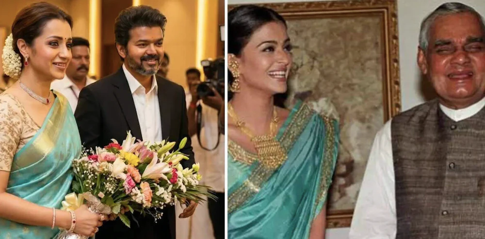Trisha Blue Saree Drawing Comparisons