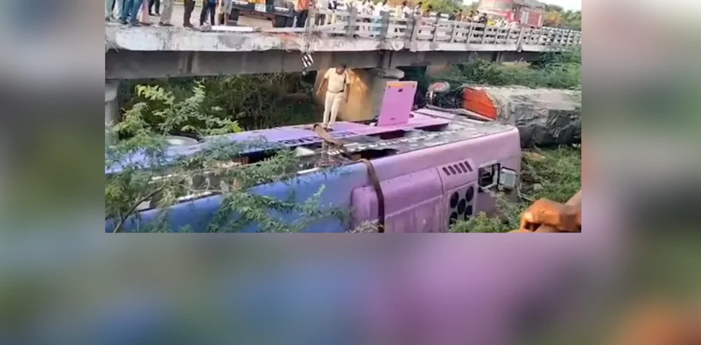 Bus falls off bridge in Anantapur, 20 injured