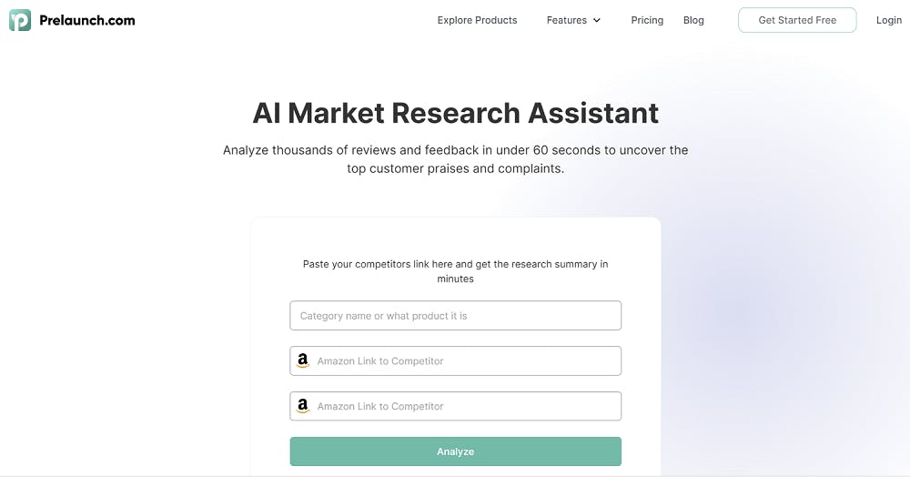 Ai market research assistant- Prelaunch