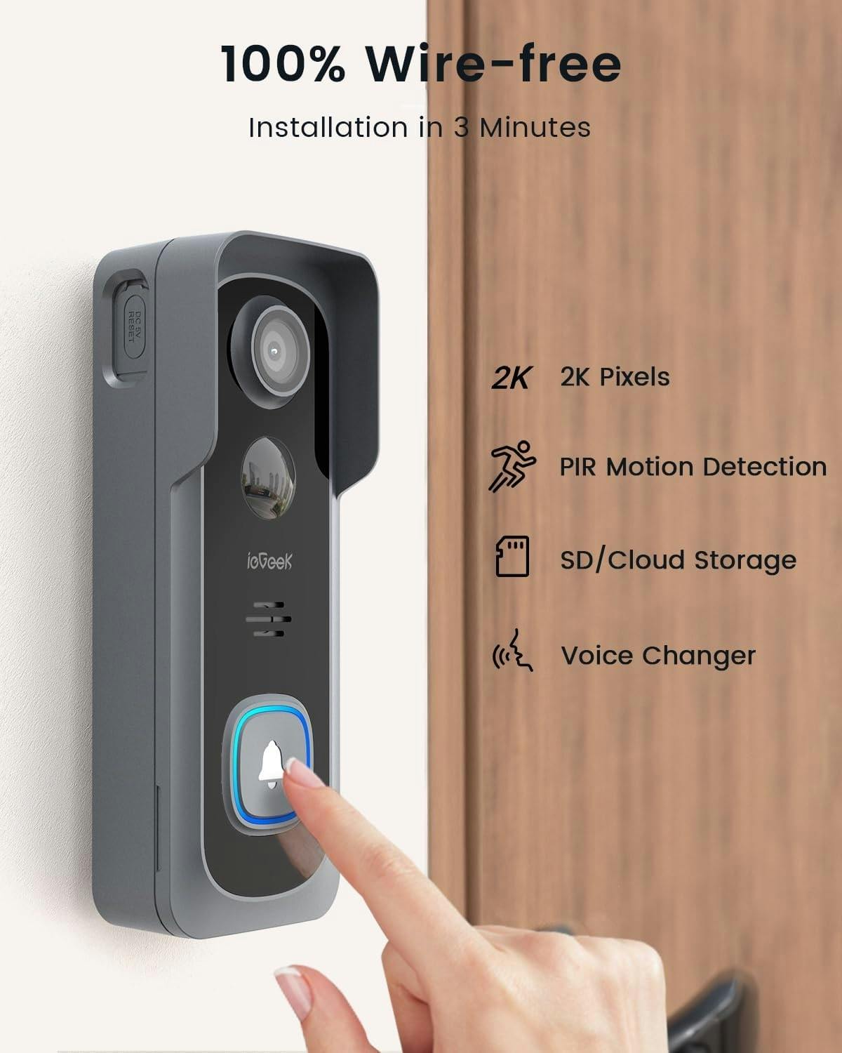 ieGeek 2K Doorbell Wireless Camera 