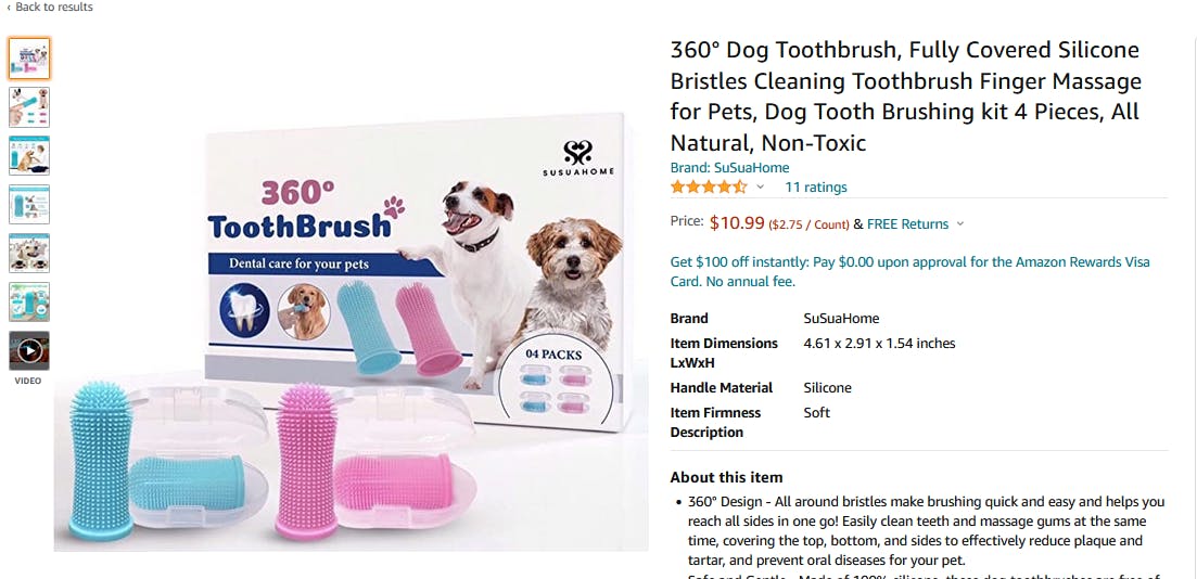 SuSuaHome Dog Toothbrushes