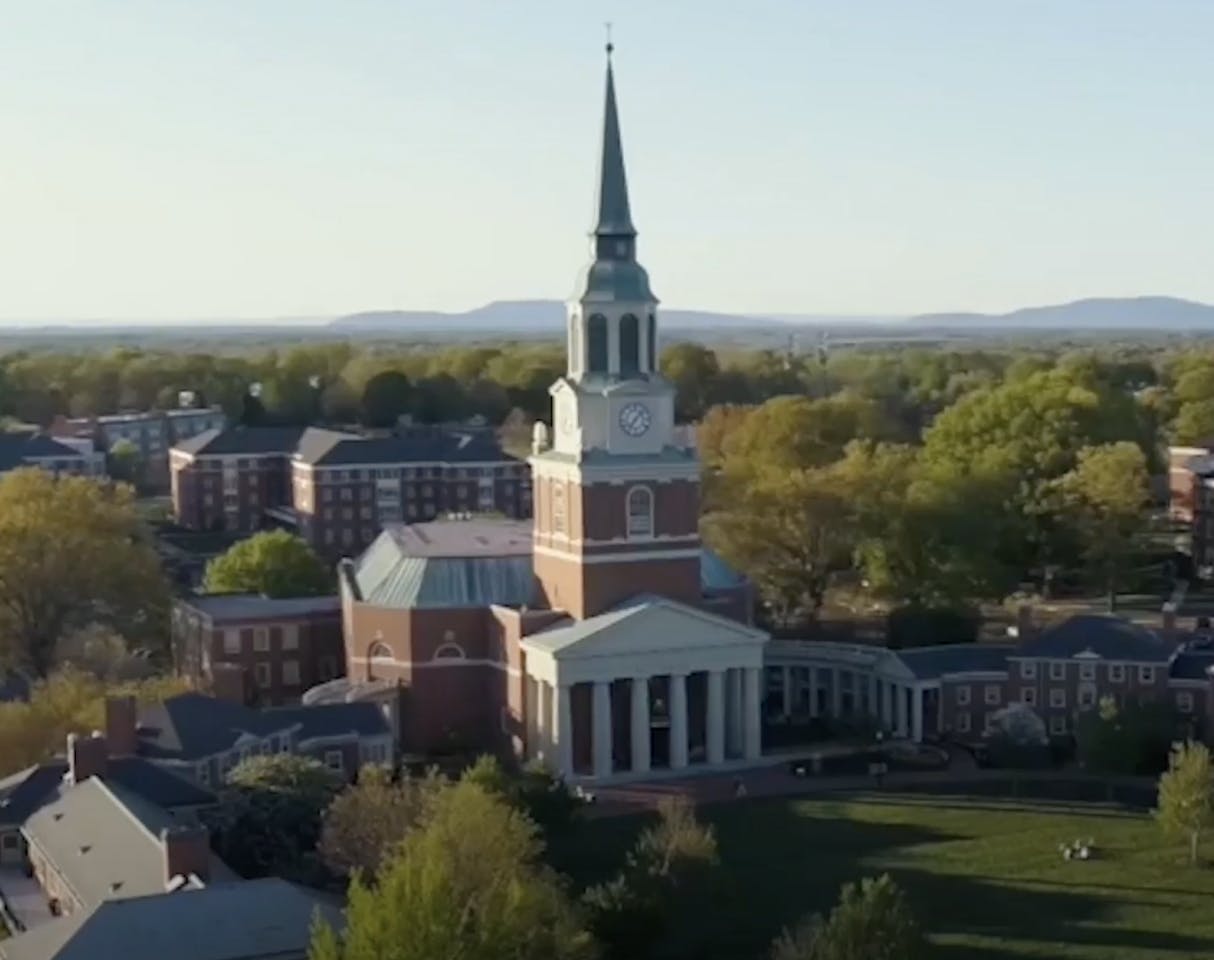 Aerial view of Wake Forest University campus