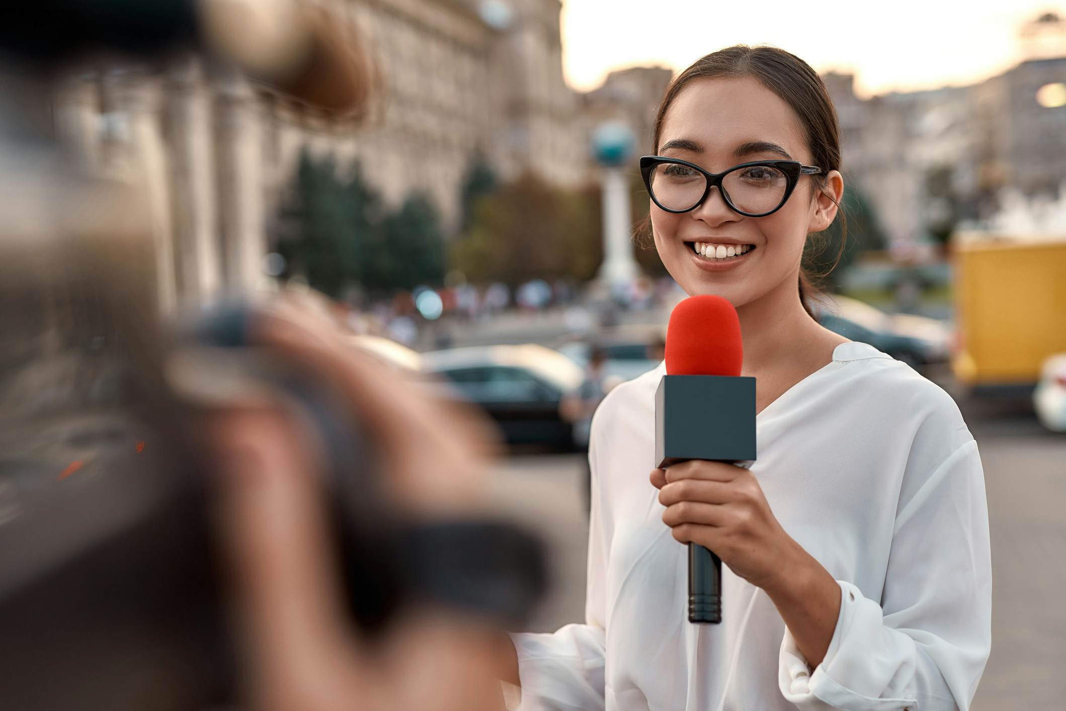 Teen reporting in the field