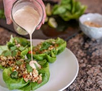 Cauliflower Rice Cups with Coconut Tahini Sauce