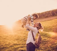 Mom and Child in Field