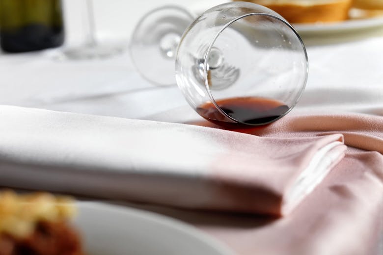 Spilled wine glass