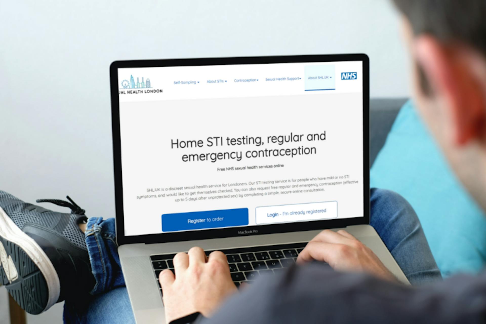 SHL.UK website on laptop