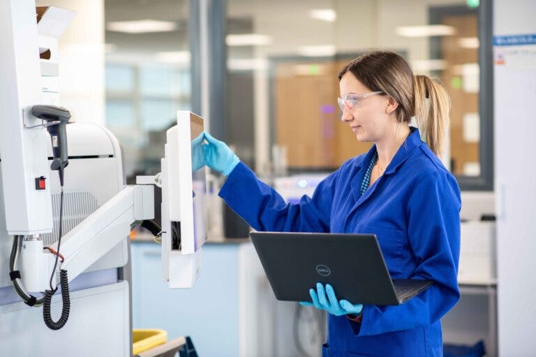 Laboratory Technician Checking Samples