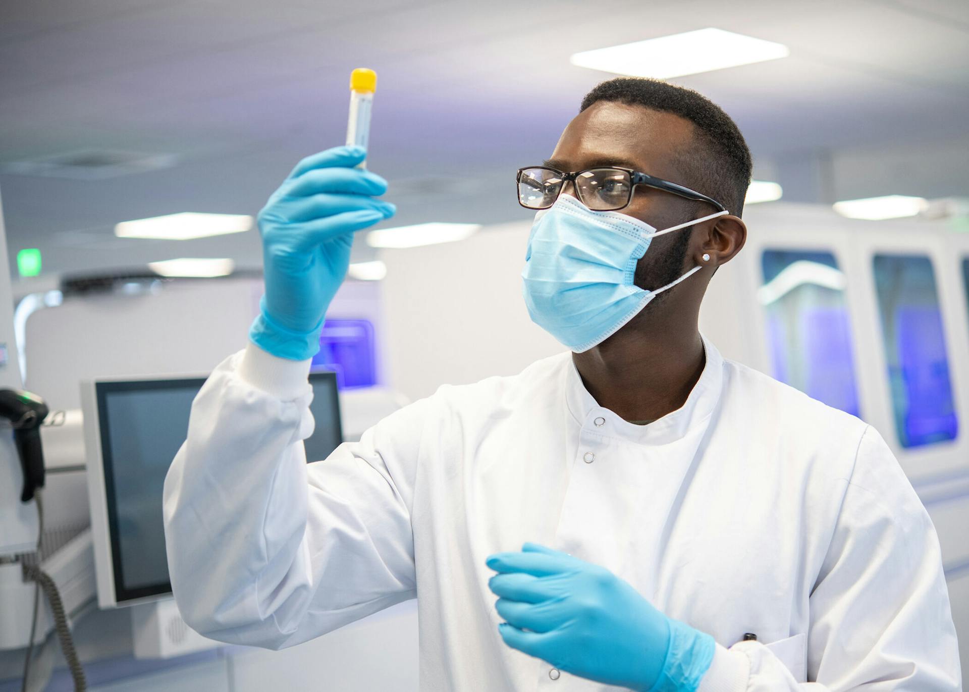 Laboratory technician checking sample