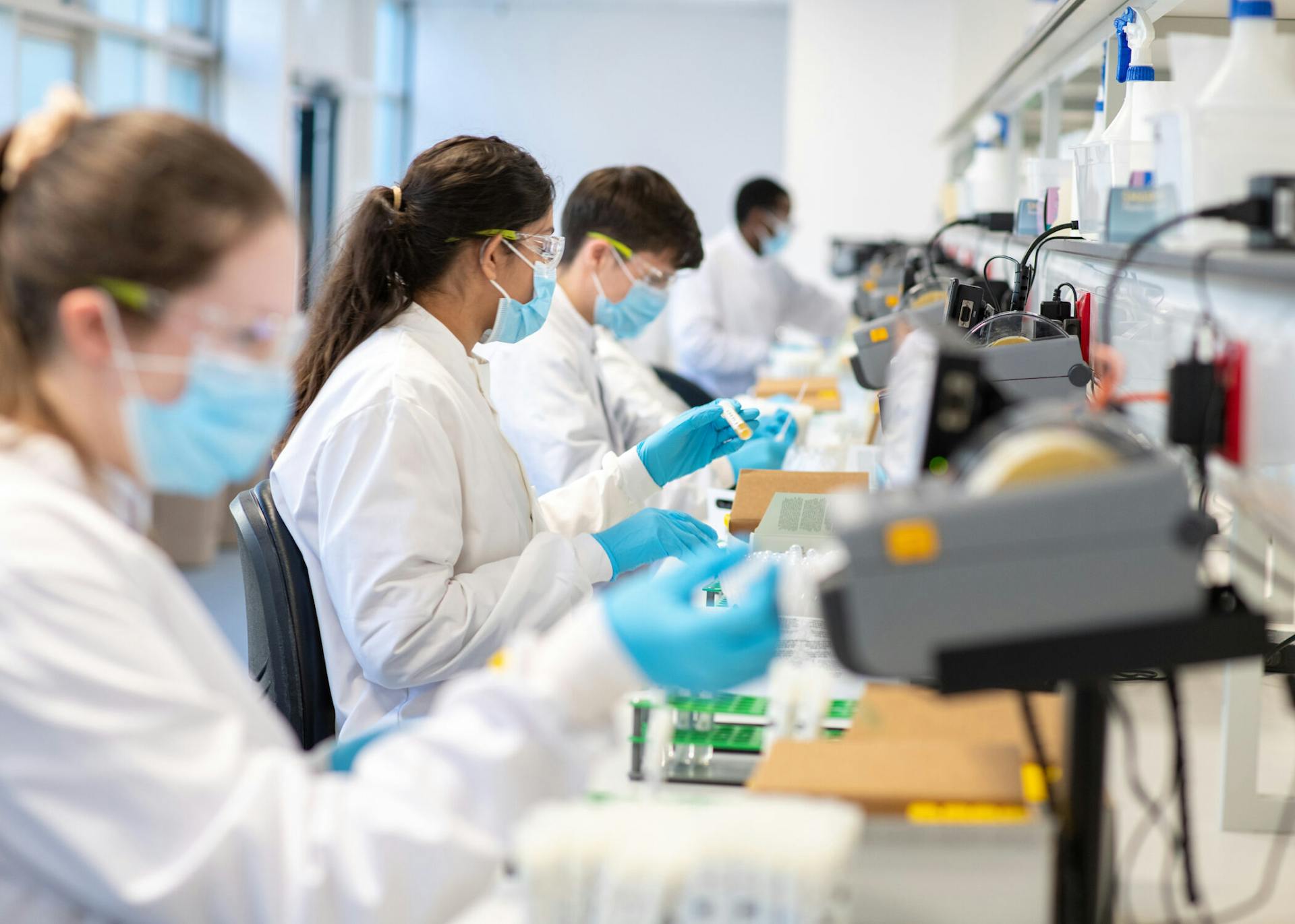 Samples being checked by the lab