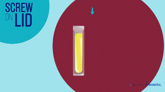 Image showing urination tube lid being screwed on