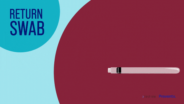 Image showing the swab being placed back in the tube ready for return