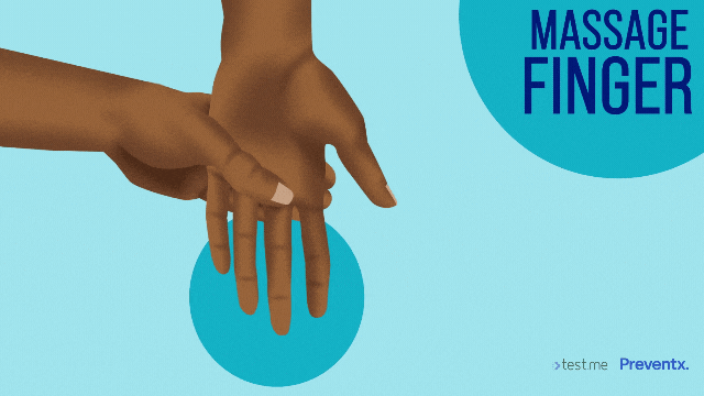 Image showing finger being massaged prior to blood collection