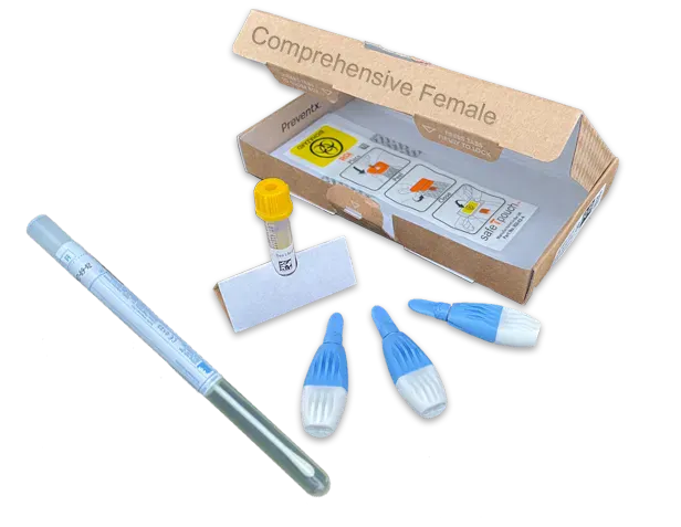 Vaginal swab and blood collection STI test kit