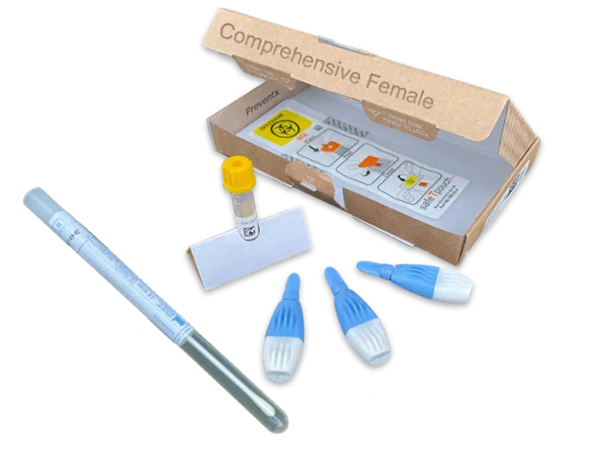 Vaginal swab and blood collection STI test kit