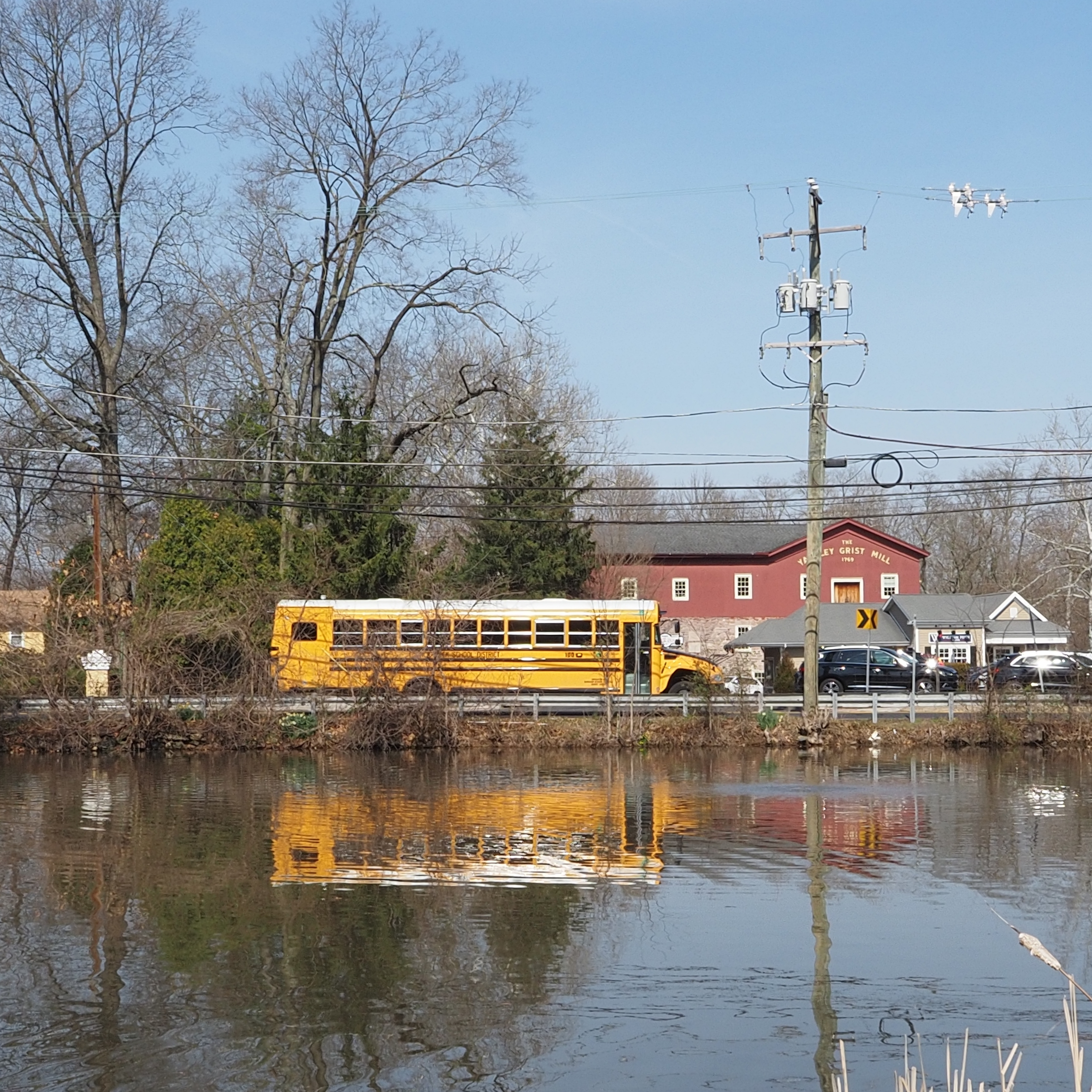 US school bus through flood