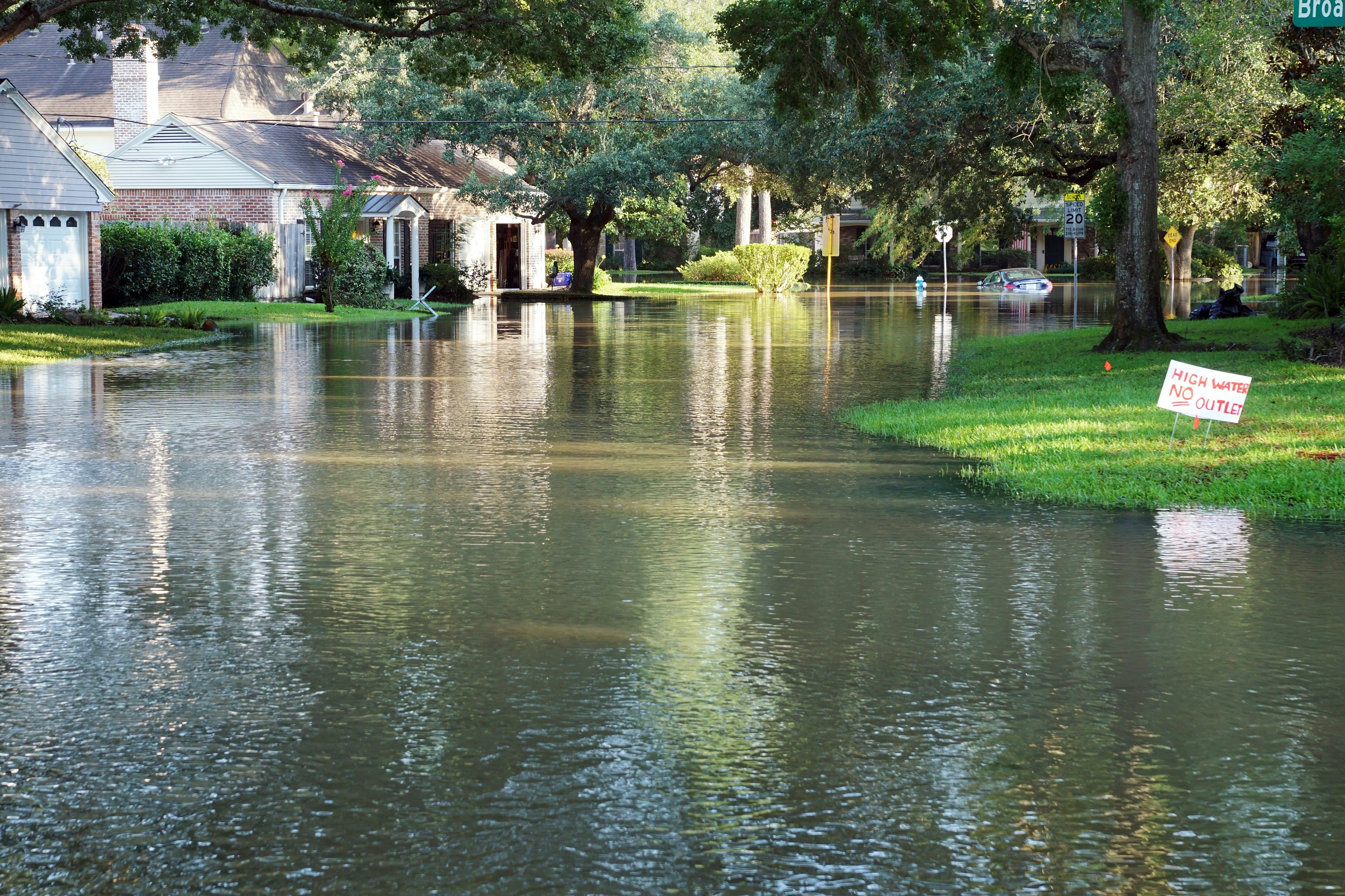 flooded residential street