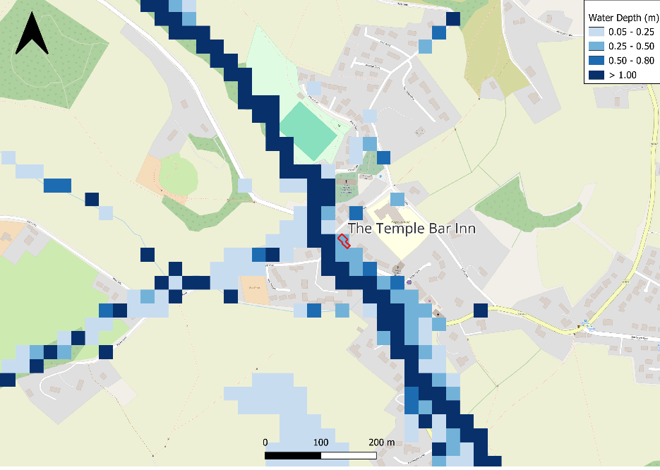 Flood forecast map of Herefordshire