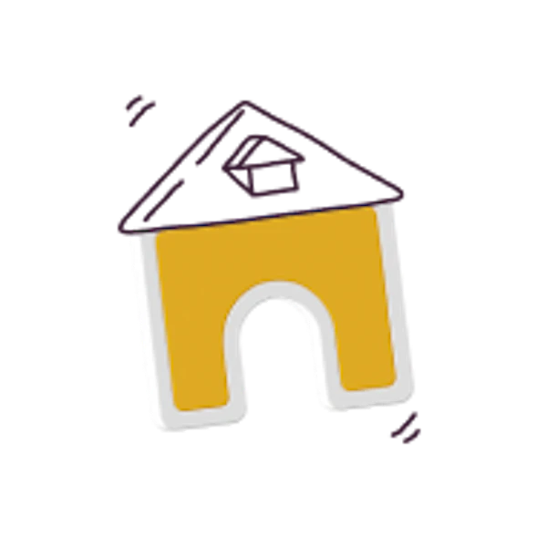 A friendly, half hand-drawn illustration of a yellow and white medical practice house, representing the Primary clinic.