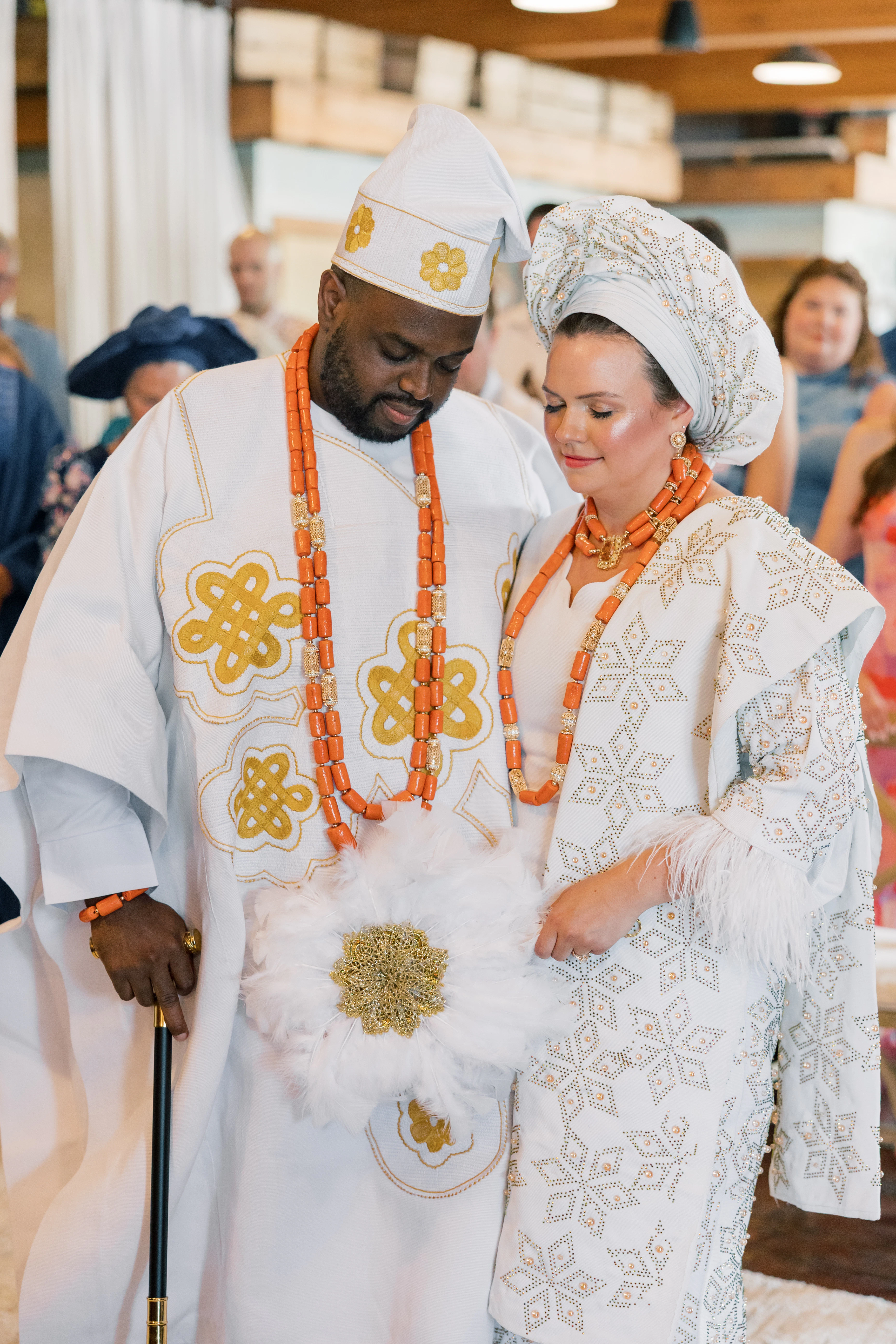 Bride and groom at Nigerian wedding ceremony